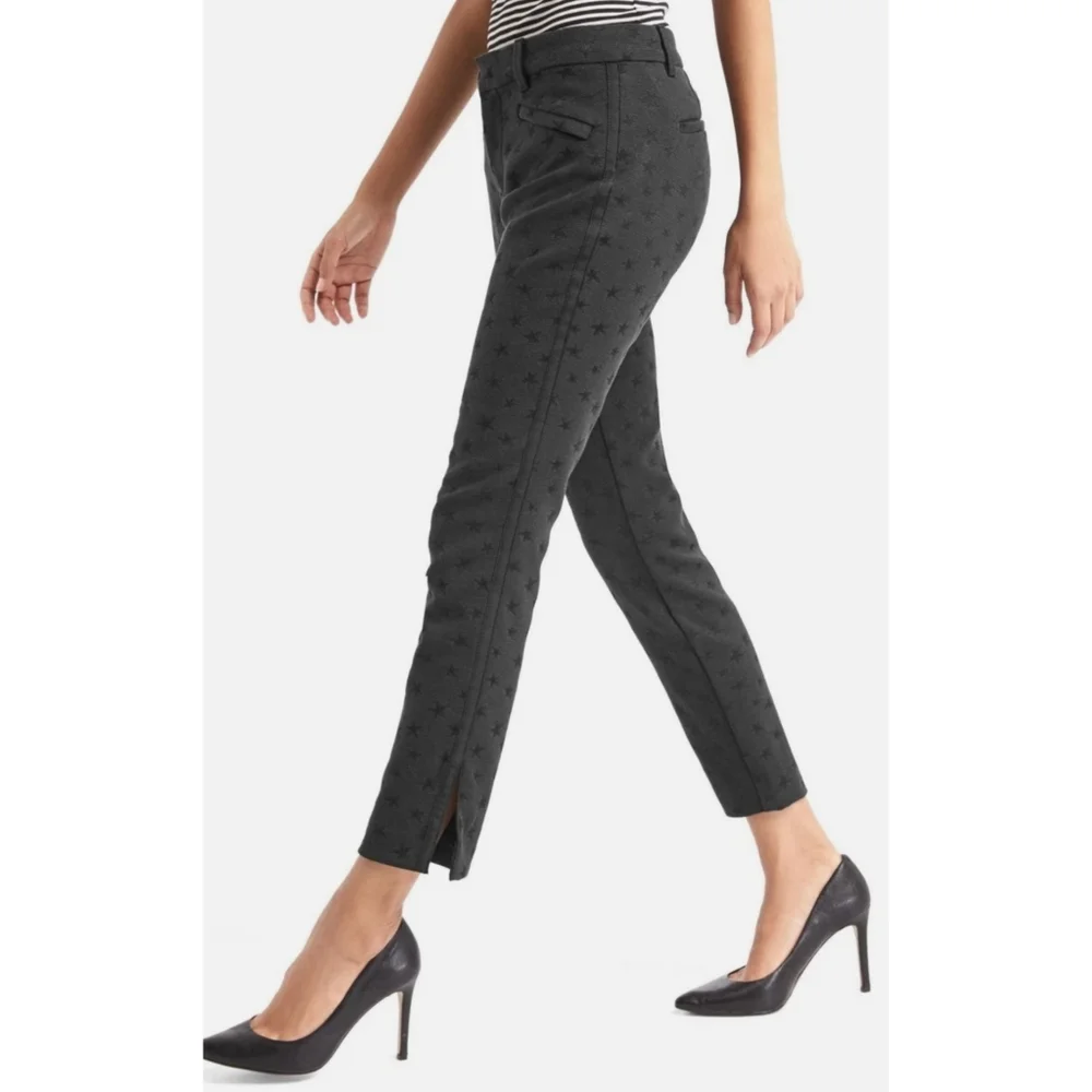 Gap Jaquard Skinny Ankle Pants Black Star Print Size 10P